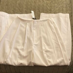 Commense White Flat-Front Pleated